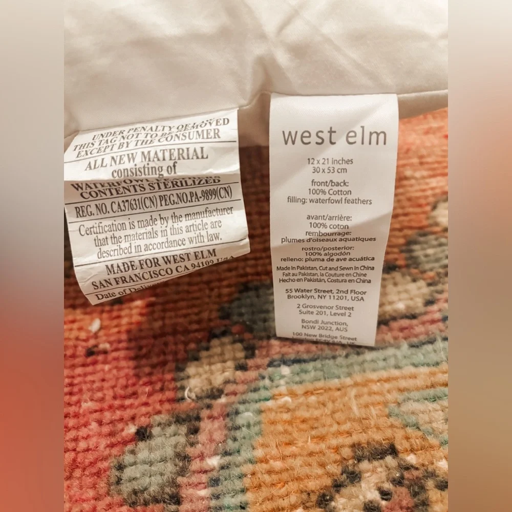 West Elm Cotton FEATHER pillow insert 12